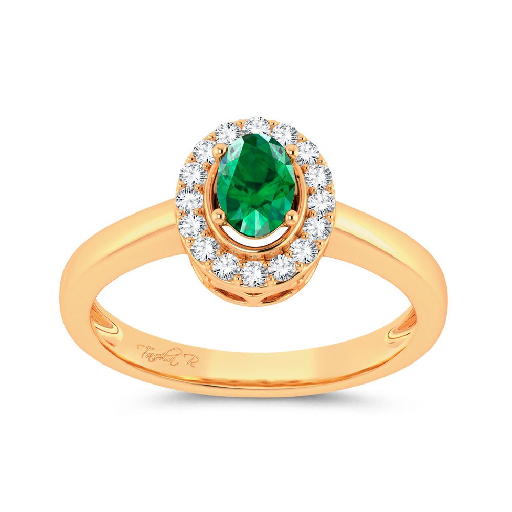 0.15 ct Emerald & Diamond Ring in 14K Gold