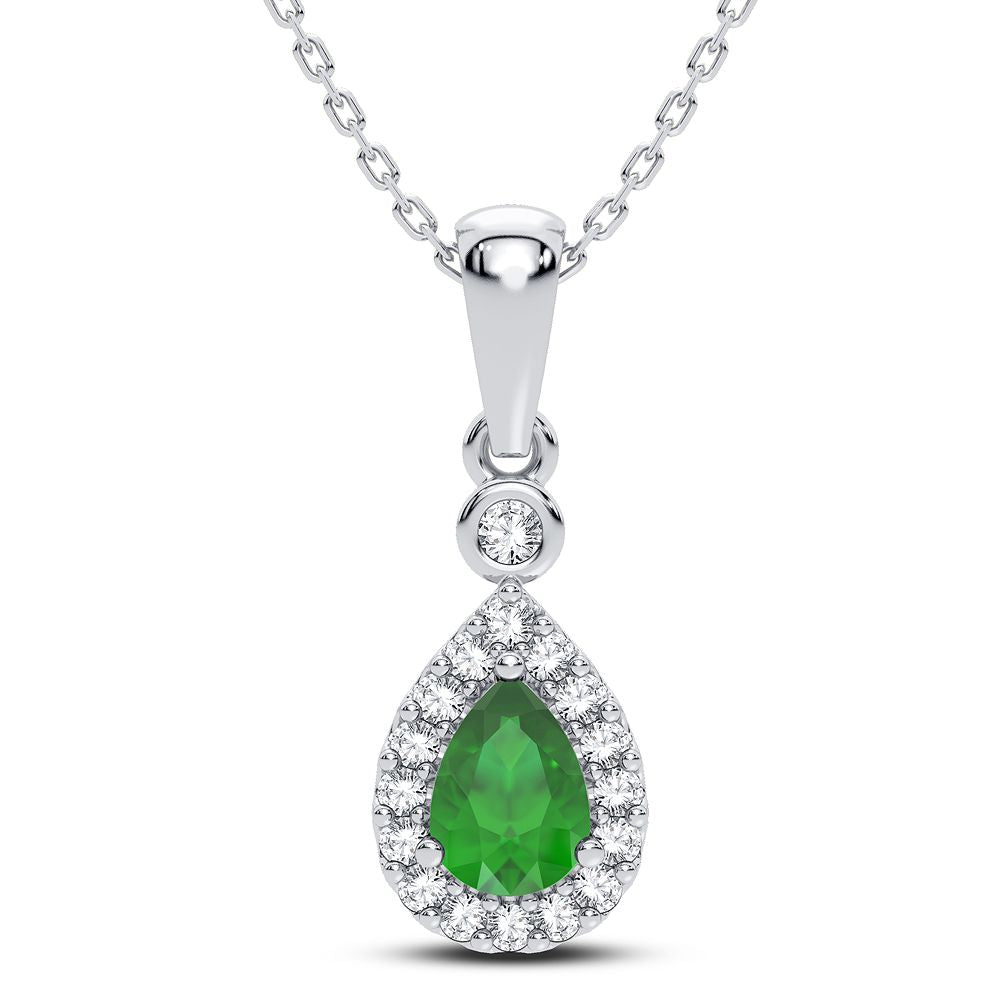 0.10 ct Emerald & Diamond Pendant in 14K Gold