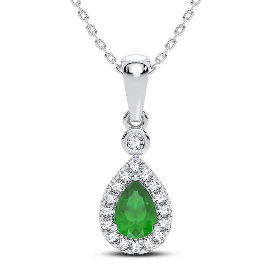 0.10 ct Emerald & Diamond Pendant in 14K Gold