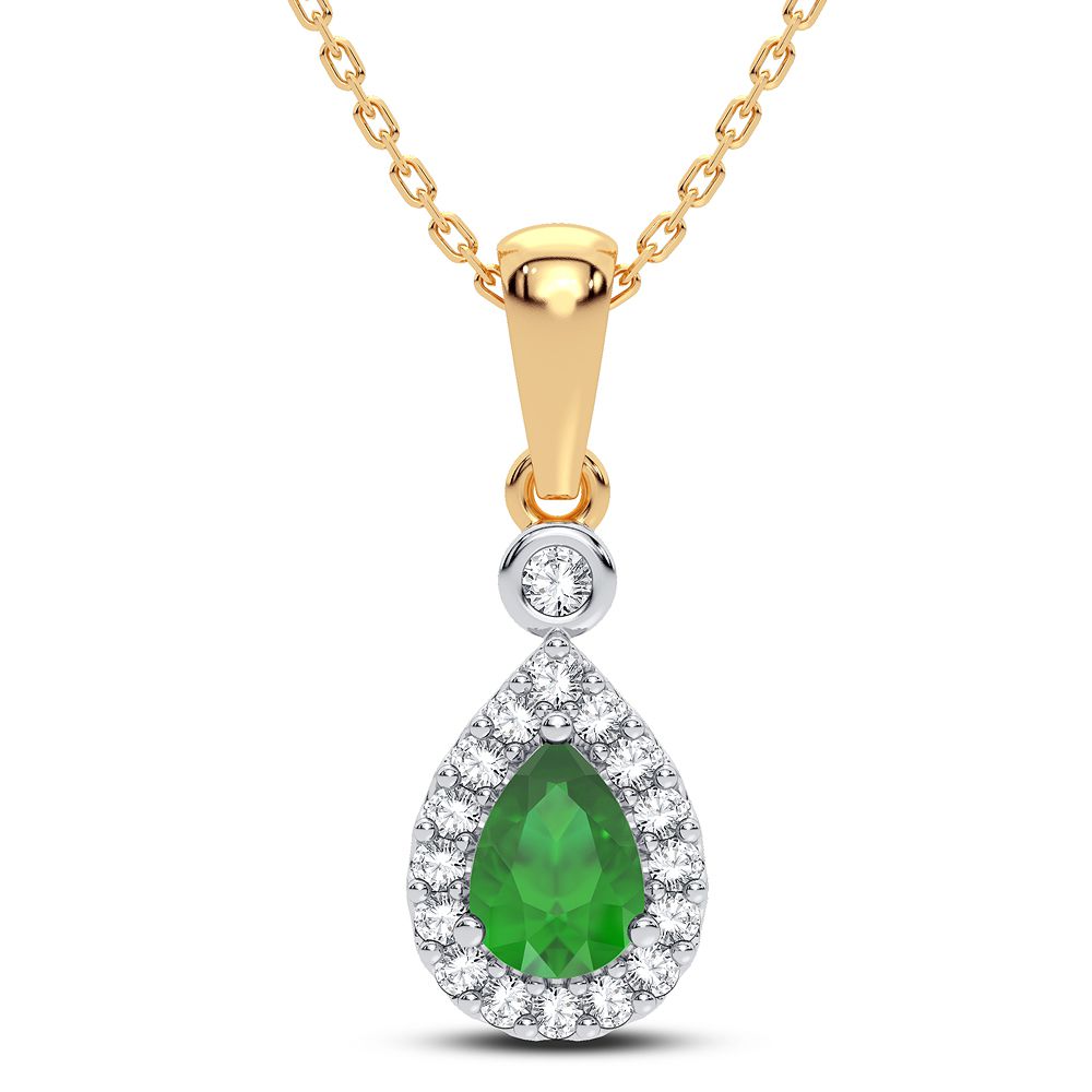0.10 ct Emerald & Diamond Pendant in 14K Gold