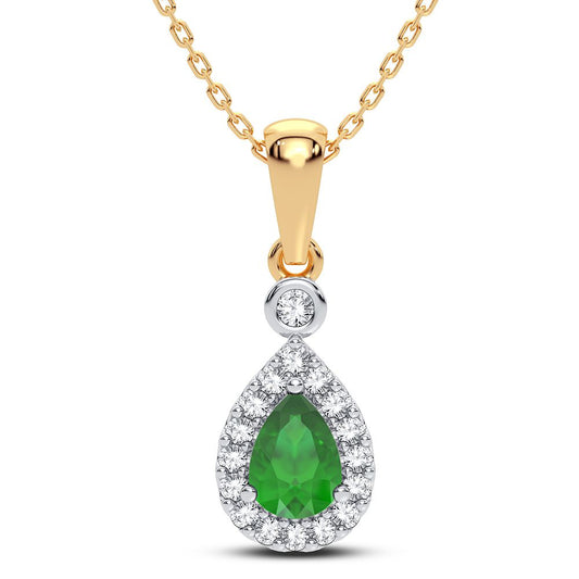 0.10 ct Emerald & Diamond Pendant in 14K Gold