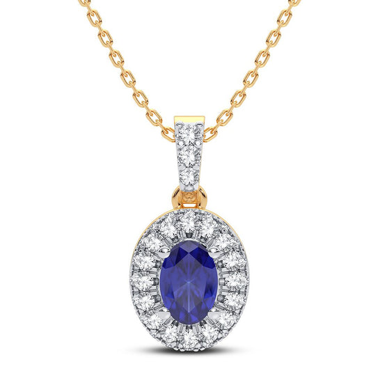 0.35 ct Sapphire & Diamond Pendant in 14K Gold