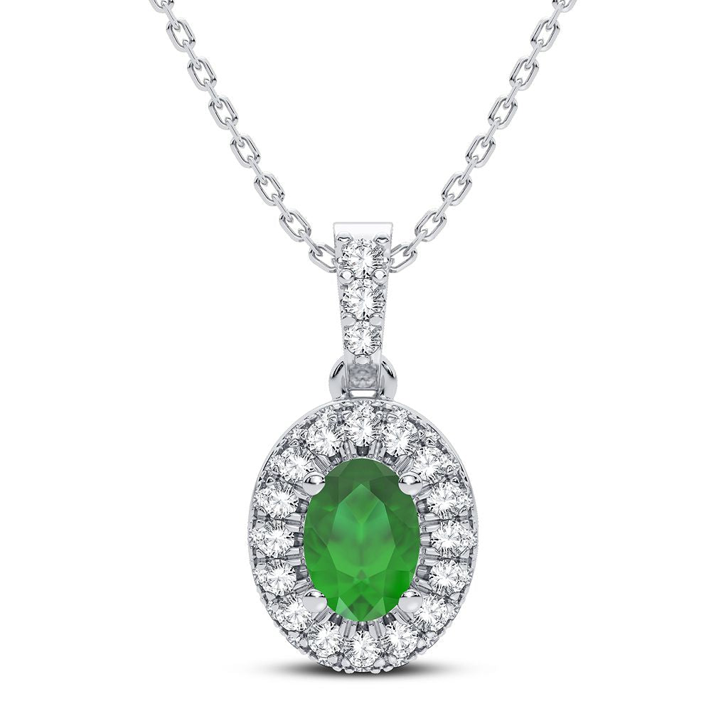 0.35 ct Emerald & Diamond Pendant in 14K Gold