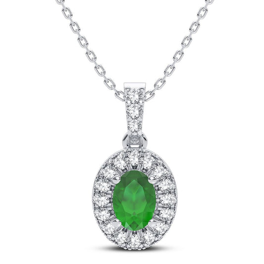 0.35 ct Emerald & Diamond Pendant in 14K Gold