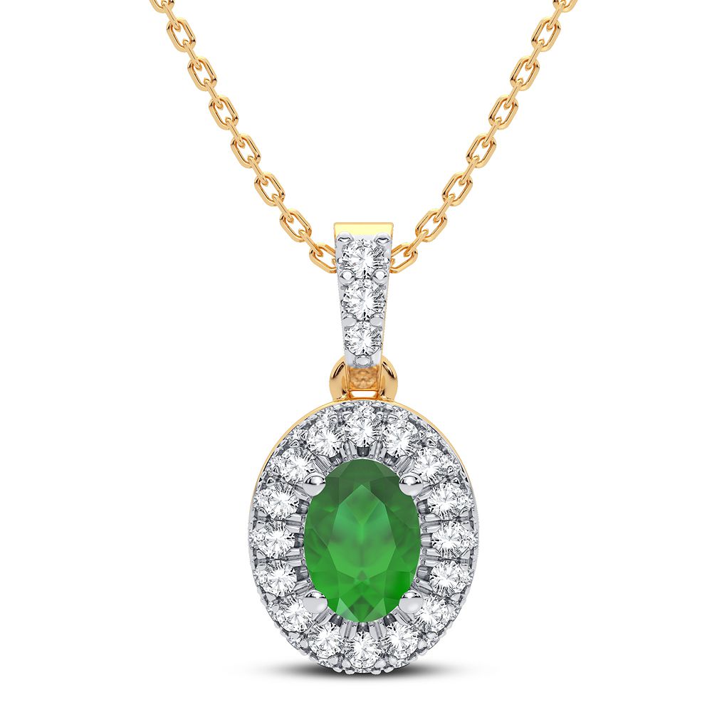 0.35 ct Emerald & Diamond Pendant in 14K Gold