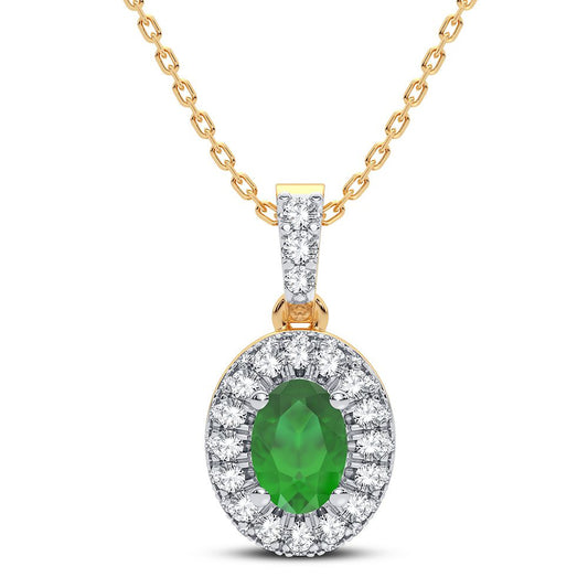 0.35 ct Emerald & Diamond Pendant in 14K Gold