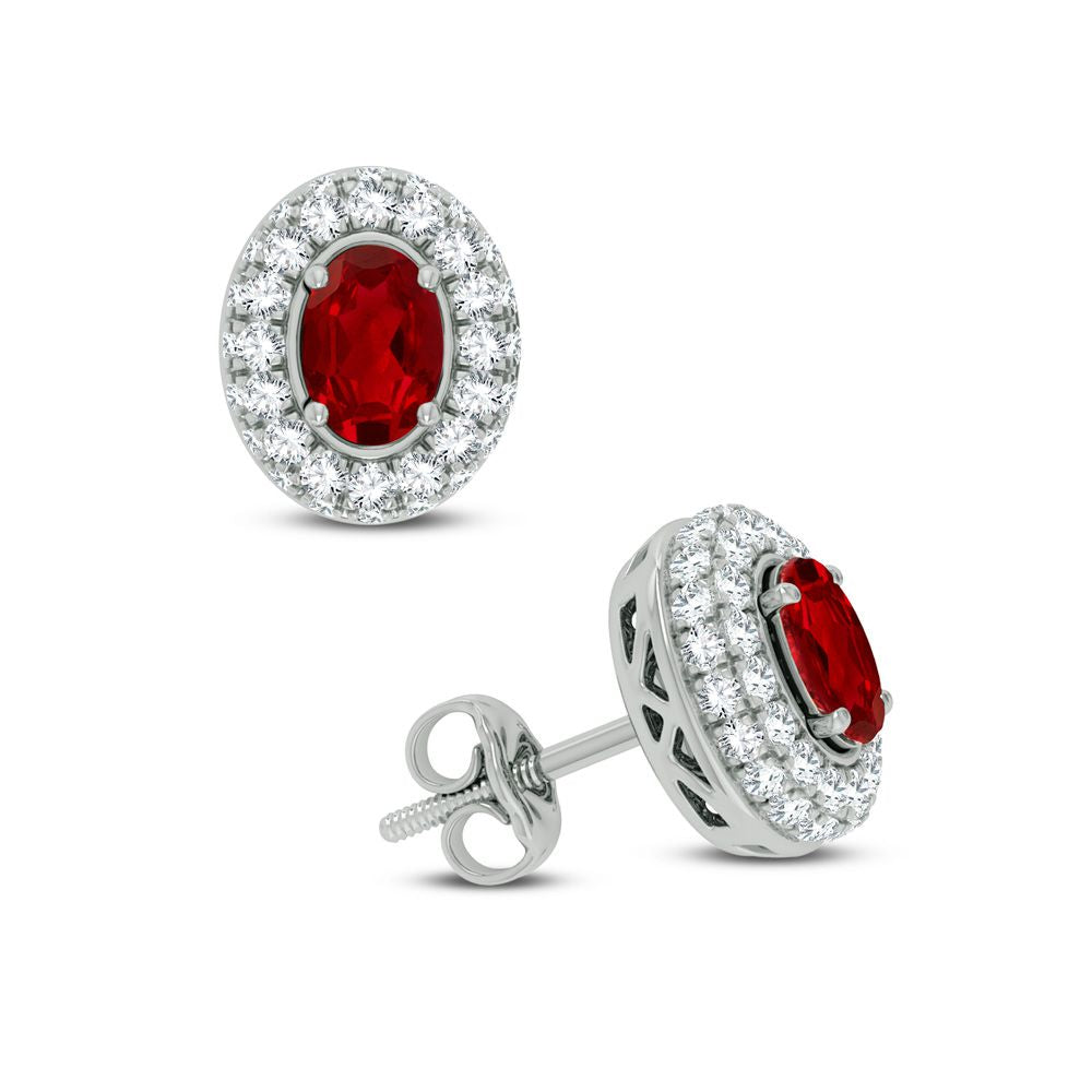 0.56 ct Ruby & Diamond Earrings in 14K Gold