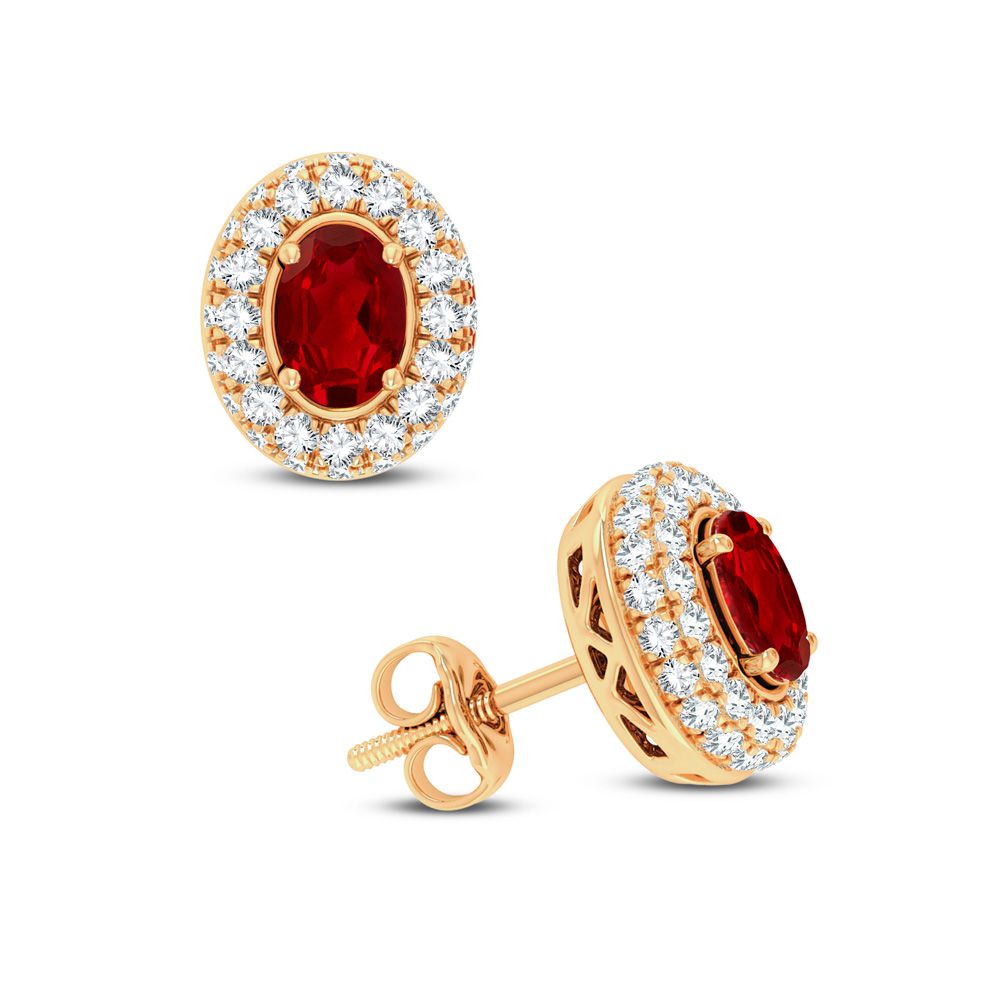 0.56 ct Ruby & Diamond Earrings in 14K Gold