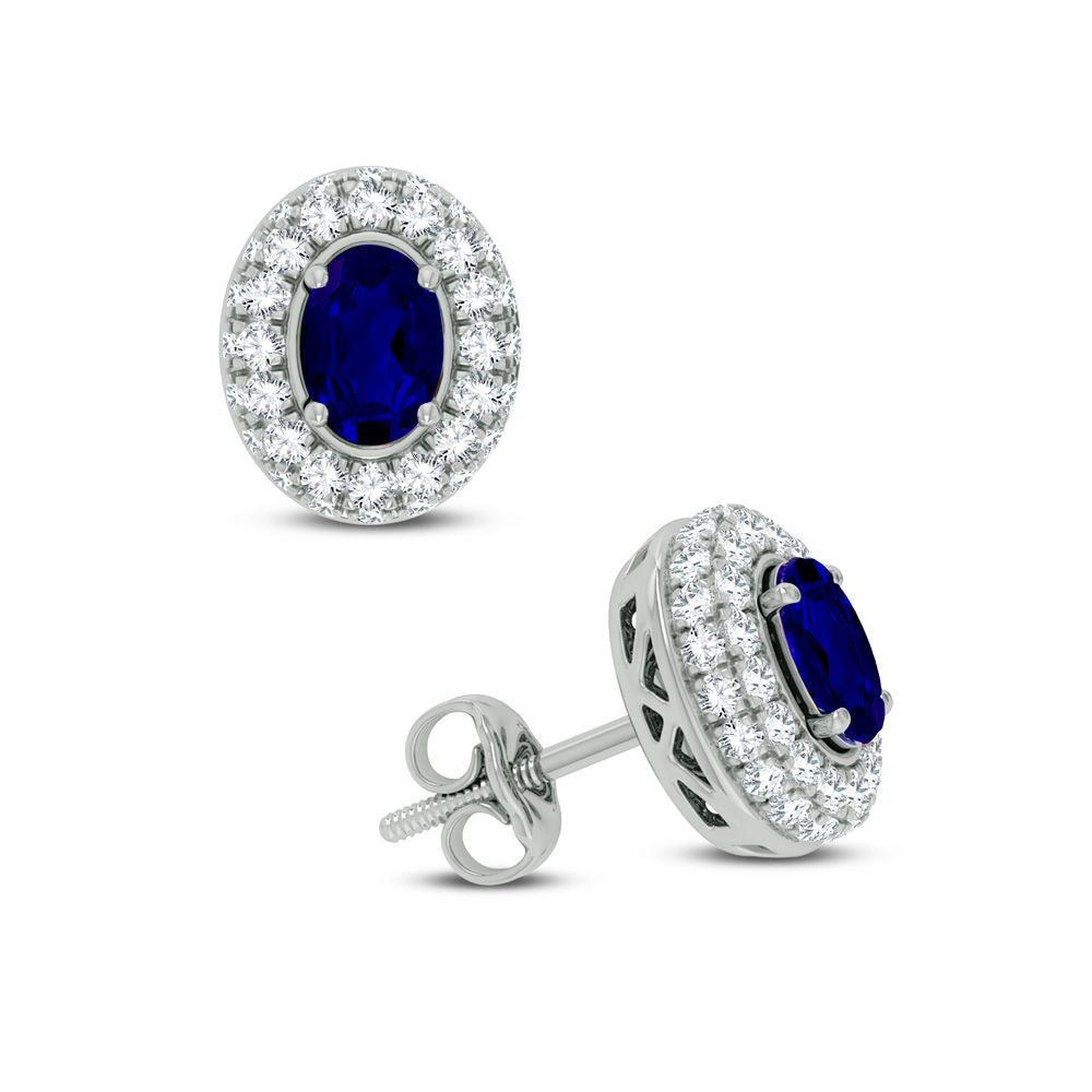 0.57 ct Sapphire & Diamond Earrings in 14K Gold