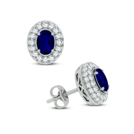 0.57 ct Sapphire & Diamond Earrings in 14K Gold
