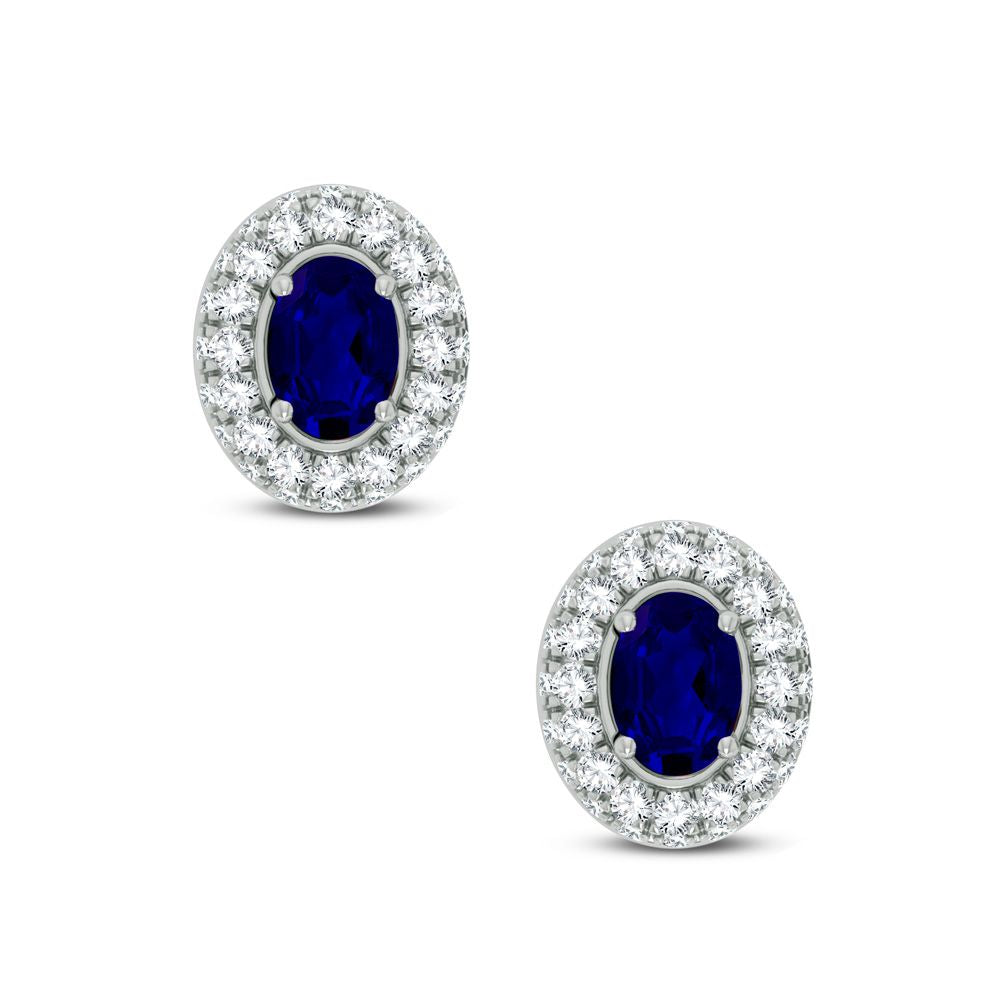 0.57 ct Sapphire & Diamond Earrings in 14K Gold