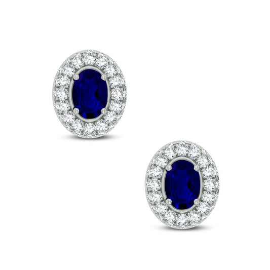 0.57 ct Sapphire & Diamond Earrings in 14K Gold