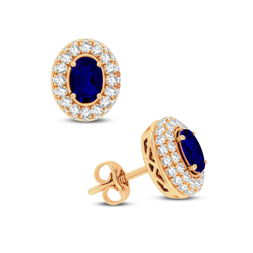 0.57 ct Sapphire & Diamond Earrings in 14K Gold