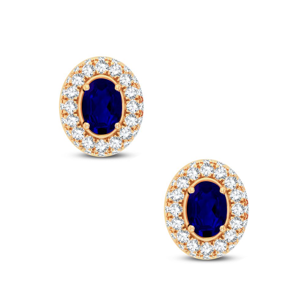 0.57 ct Sapphire & Diamond Earrings in 14K Gold