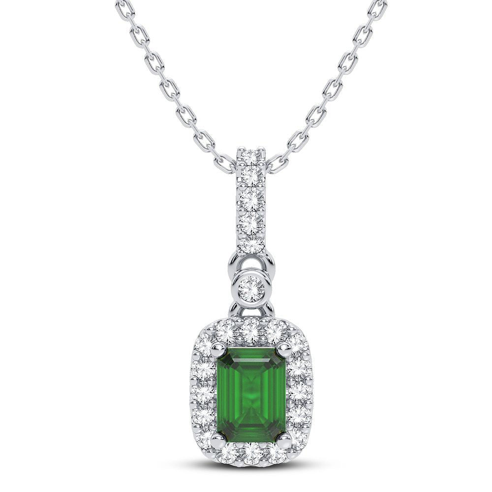 0.16 ct Emerald & Diamond Pendant in 14K Gold