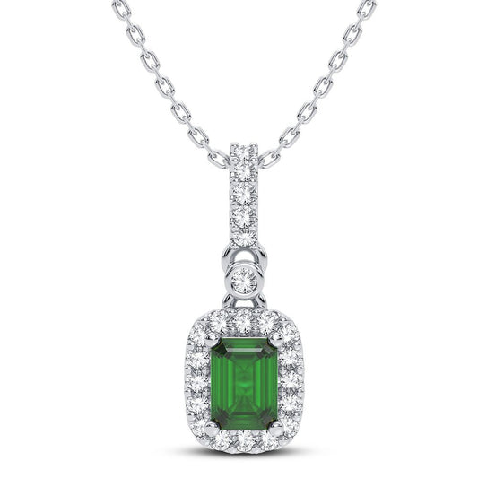 0.16 ct Emerald & Diamond Pendant in 14K Gold