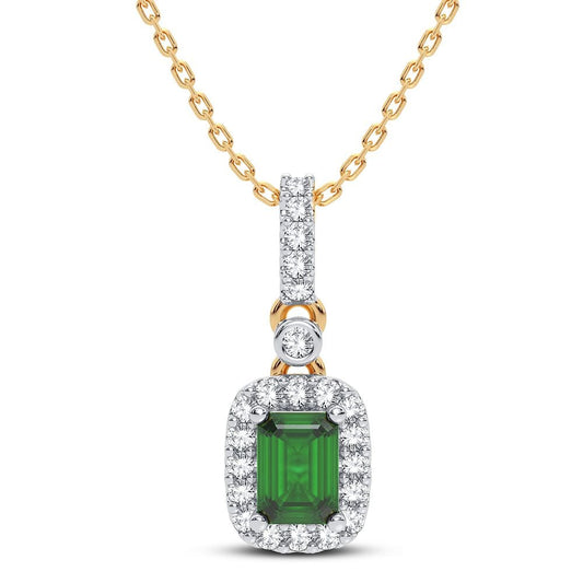 0.16 ct Emerald & Diamond Pendant in 14K Gold