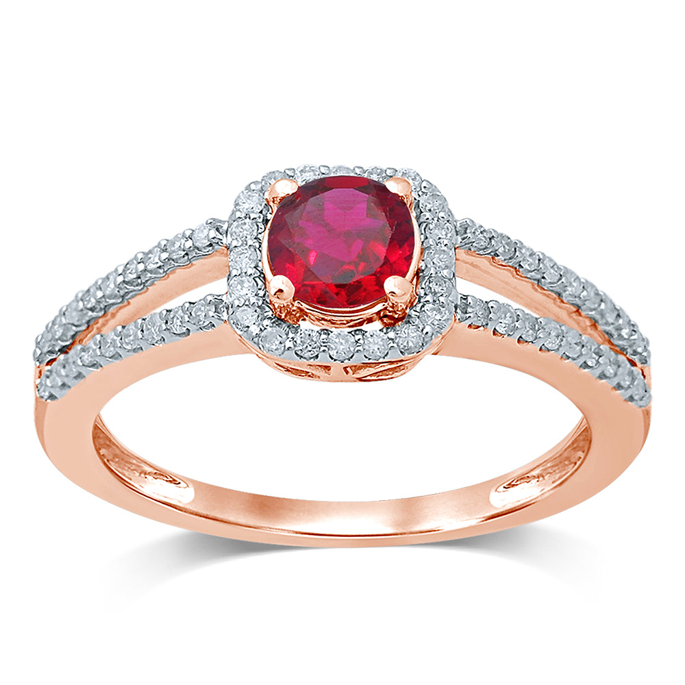 0.25 ct Ruby & Diamond Ring in 14K Gold