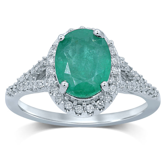 0.25 ct Emerald & Diamond Ring in 14K Gold