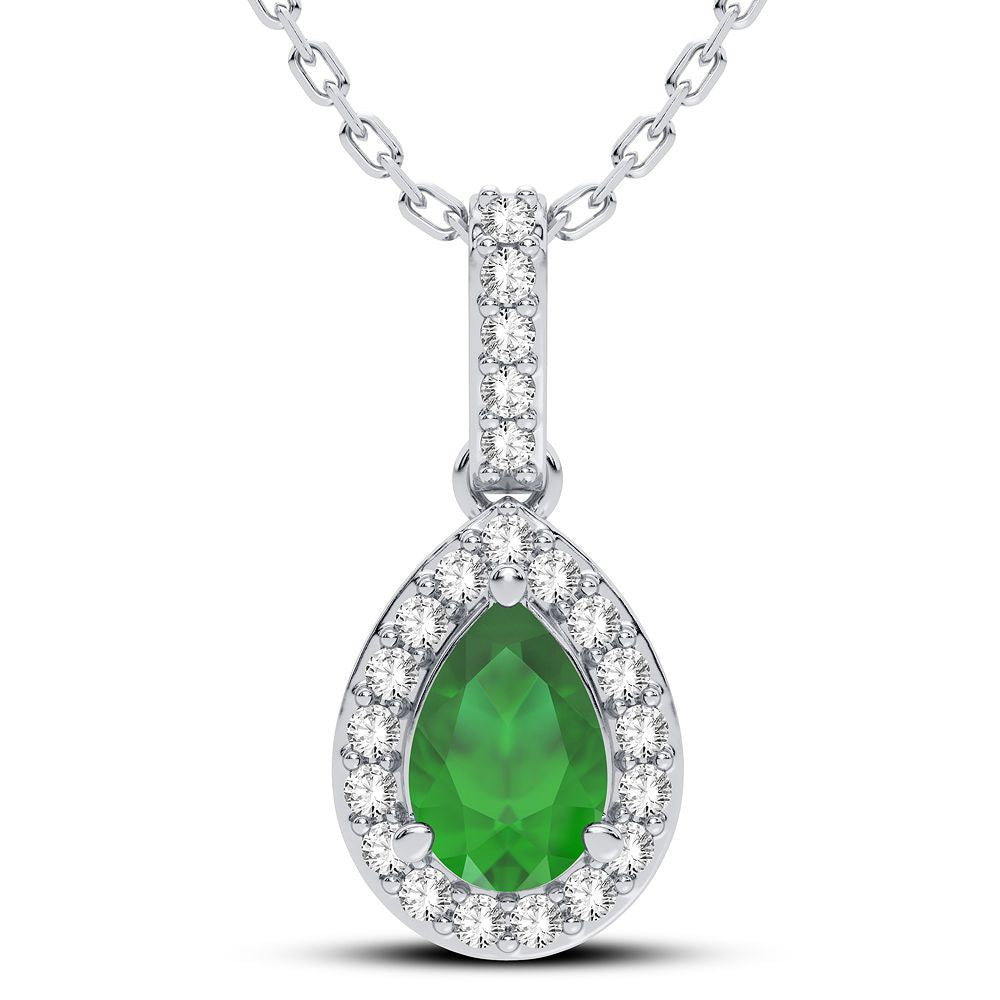 0.10 ct Emerald & Diamond Pendant in 14K Gold
