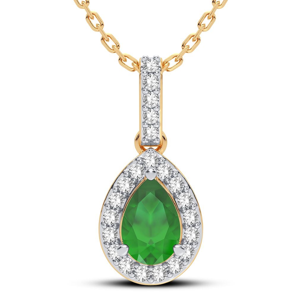 0.10 ct Emerald & Diamond Pendant in 14K Gold