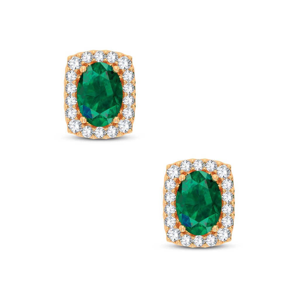 0.18 ct Emerald & Diamond Earrings in 14K Gold
