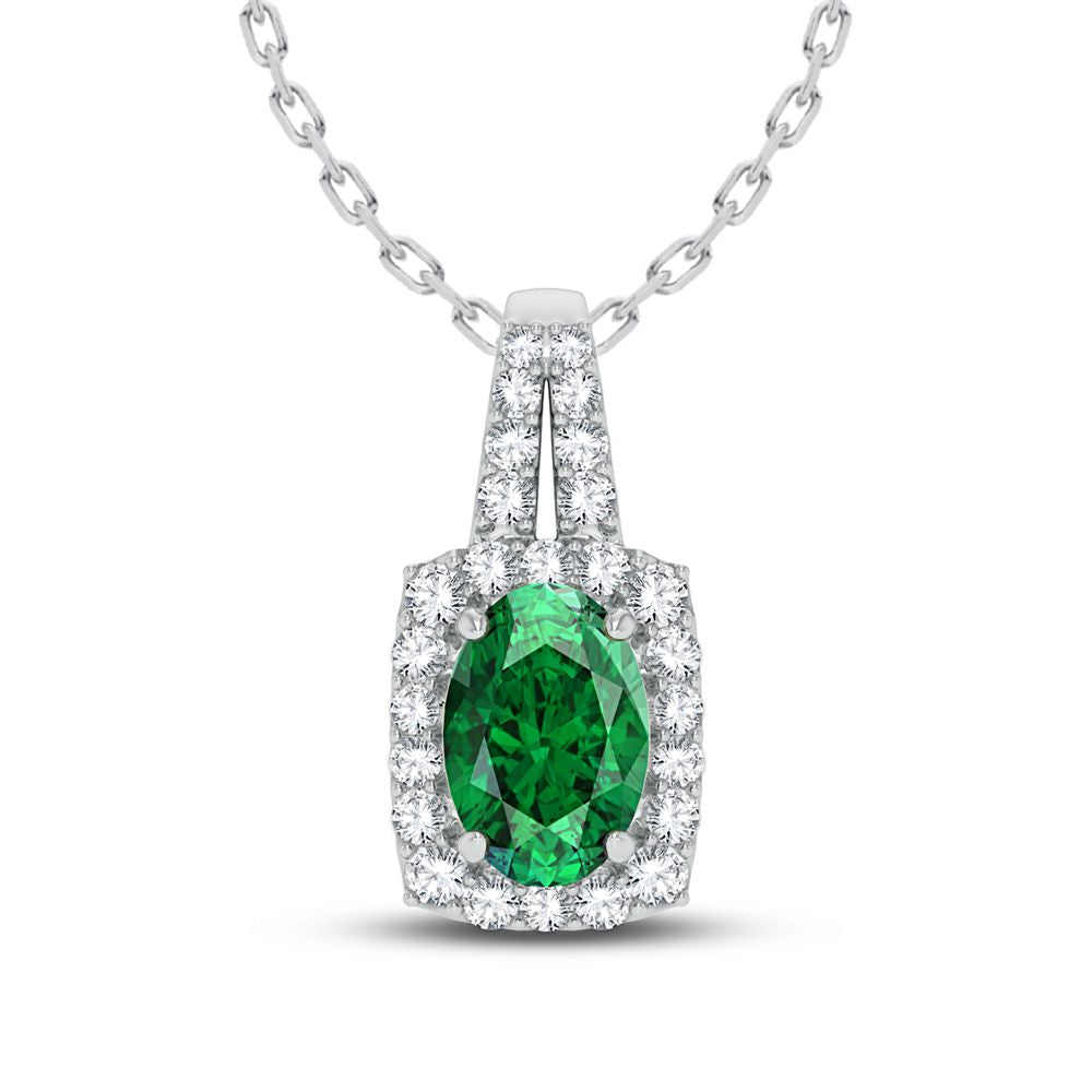 0.24 ct Emerald & Diamond Pendant in 14K Gold