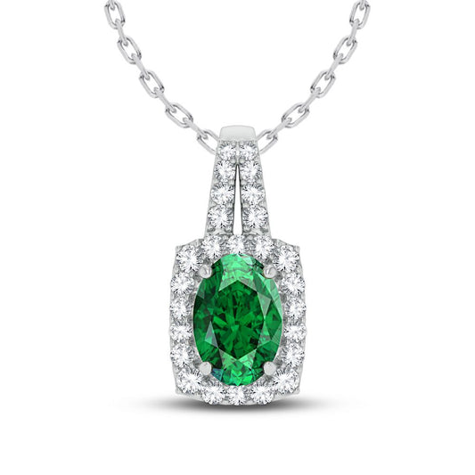 0.24 ct Emerald & Diamond Pendant in 14K Gold