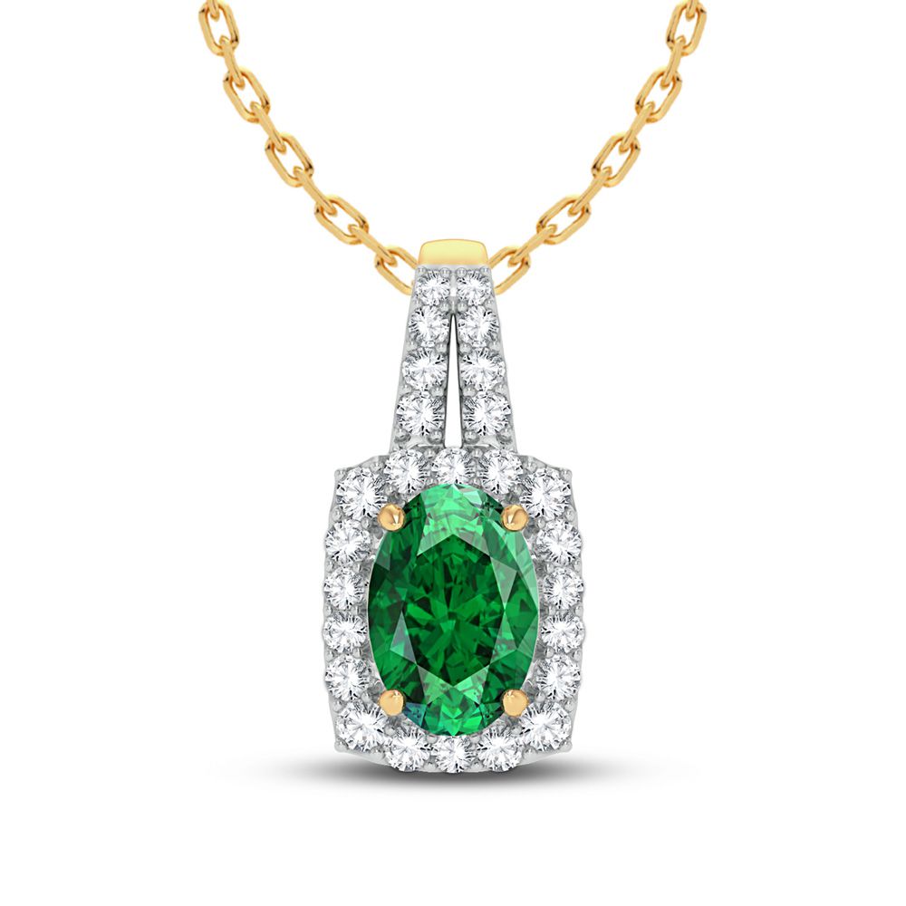 0.24 ct Emerald & Diamond Pendant in 14K Gold