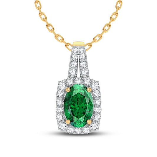 0.24 ct Emerald & Diamond Pendant in 14K Gold