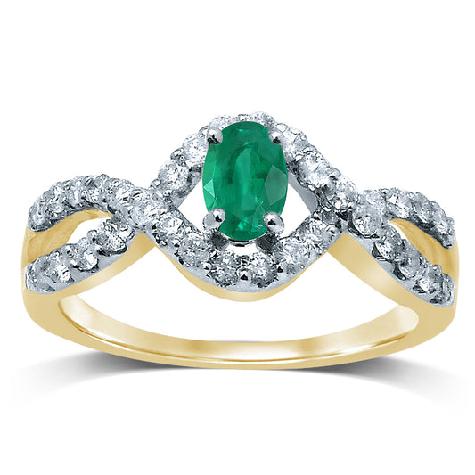 0.50 ct Emerald & Diamond Ring in 14K Gold