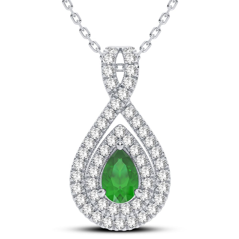 0.33 ct Emerald & Diamond Pendant in 14K Gold