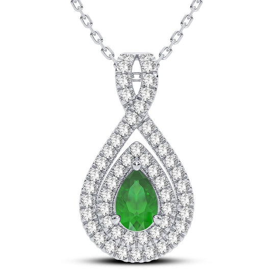 0.33 ct Emerald & Diamond Pendant in 14K Gold
