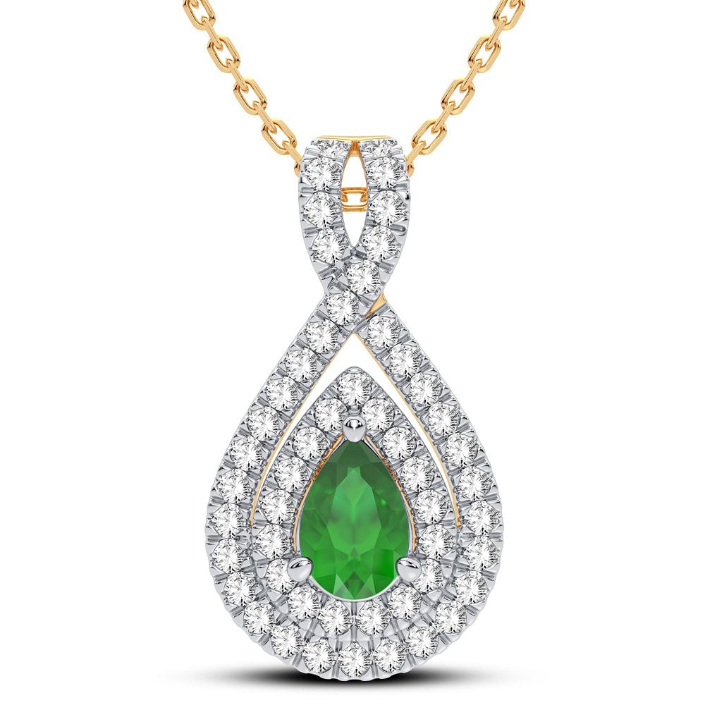 0.33 ct Emerald & Diamond Pendant in 14K Gold
