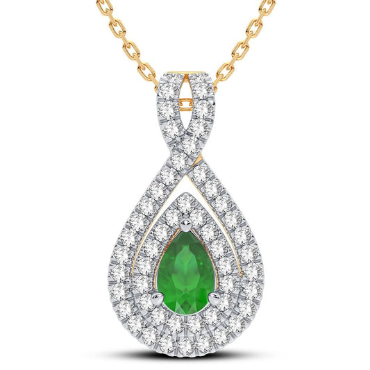 0.33 ct Emerald & Diamond Pendant in 14K Gold