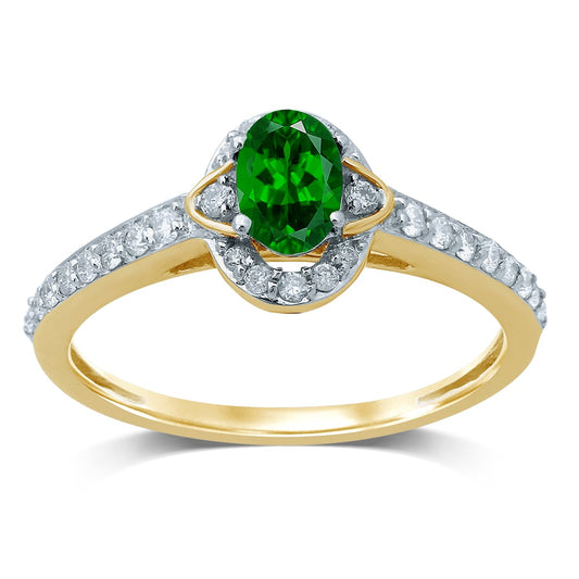 0.25 ct Emerald & Diamond Ring in 14K Gold