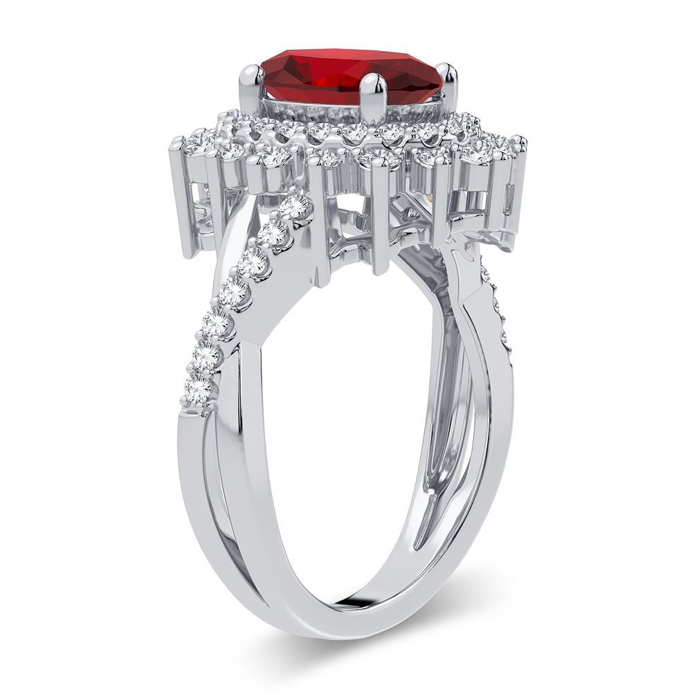 0.70 ct Ruby & Diamond Ring in 14K Gold