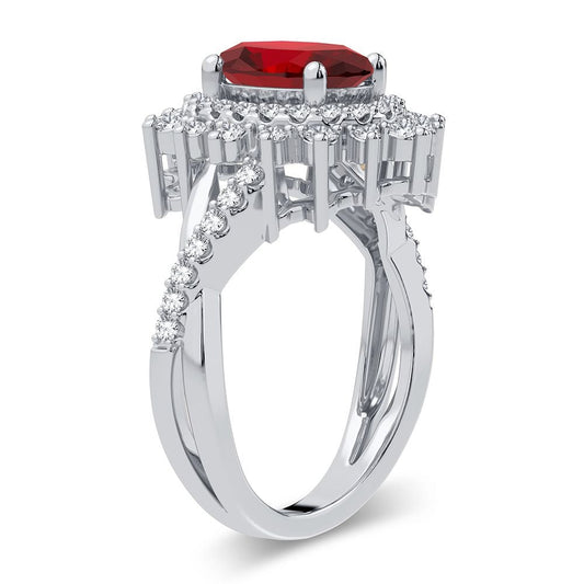 0.70 ct Ruby & Diamond Ring in 14K Gold