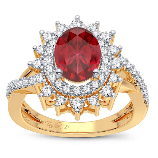 0.70 ct Ruby & Diamond Ring in 14K Gold