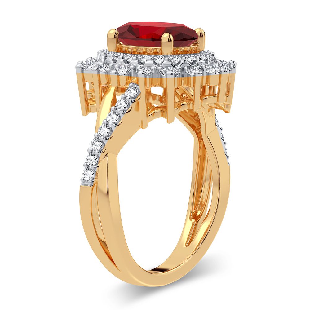 0.70 ct Ruby & Diamond Ring in 14K Gold