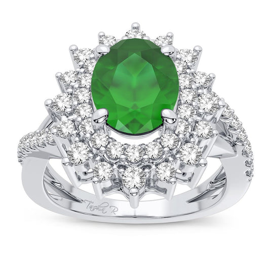 0.70 ct Emerald & Diamond Ring in 14K Gold