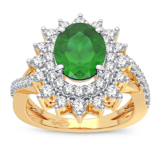0.70 ct Emerald & Diamond Ring in 14K Gold