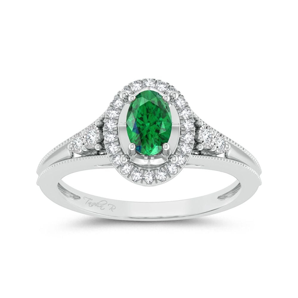 0.10 ct Emerald & Diamond Ring in 14K Gold