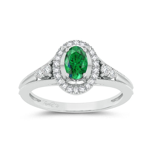 0.10 ct Emerald & Diamond Ring in 14K Gold