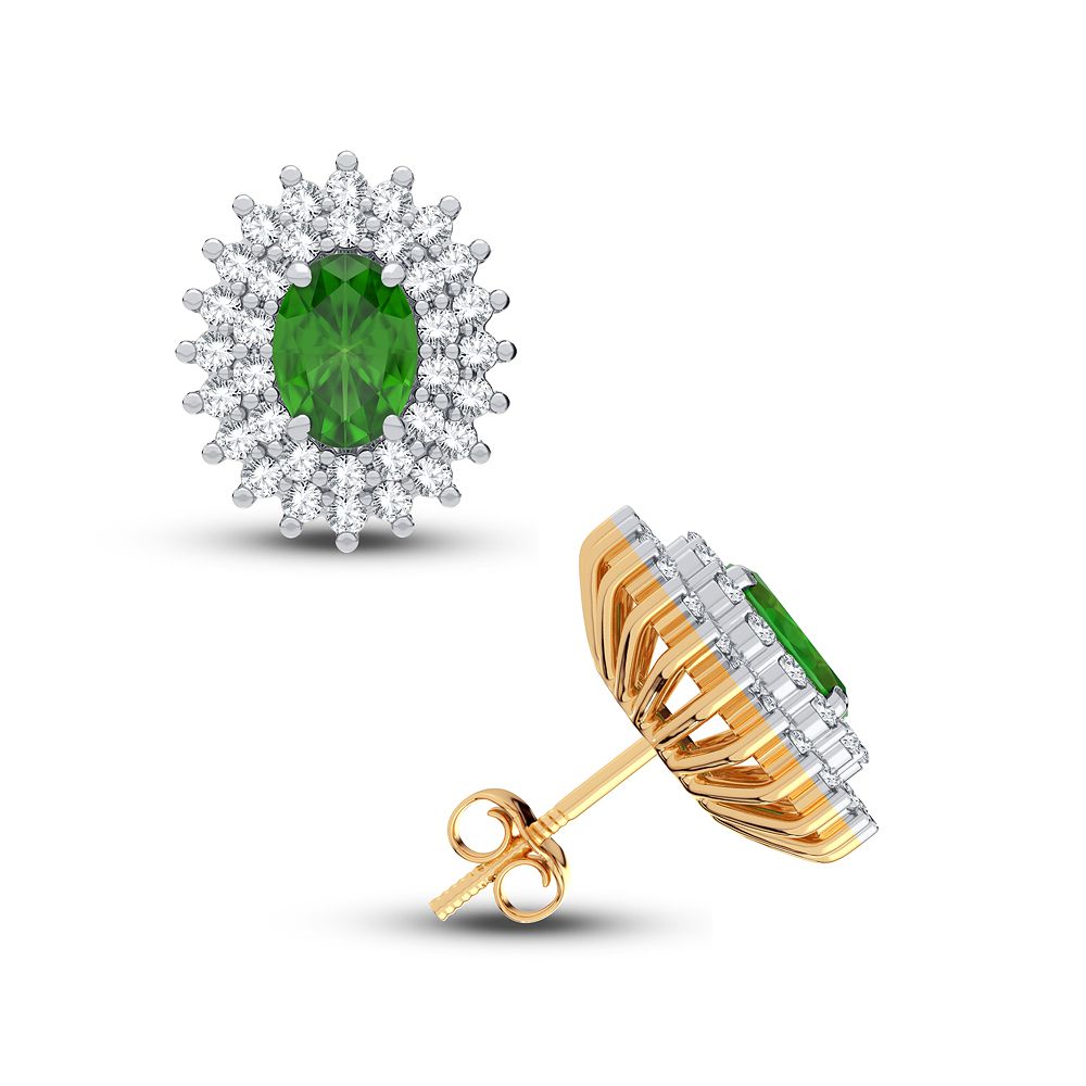 0.50 ct Diamond & Gemstone Earrings in 14K Gold