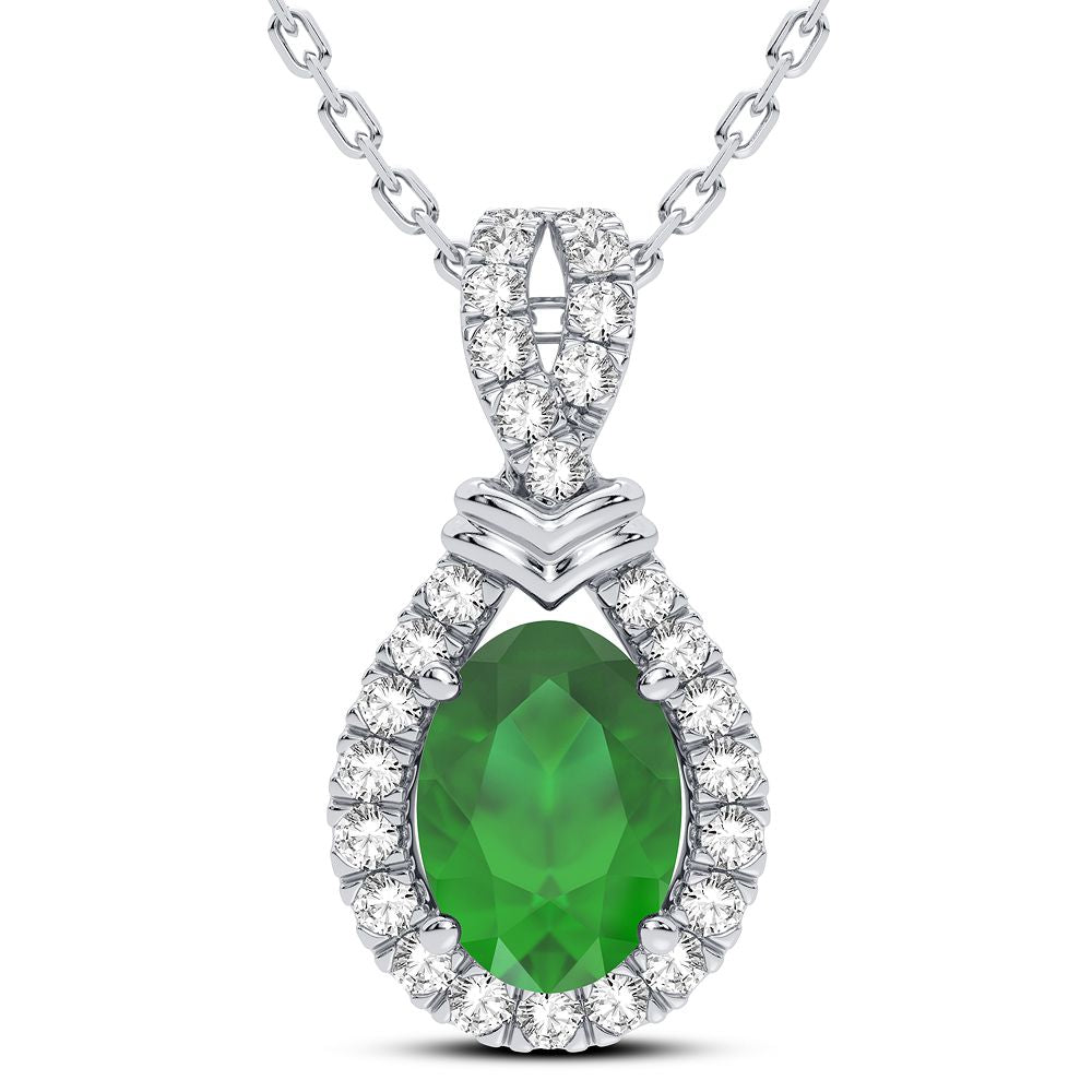 0.14 ct Emerald & Diamond Pendant in 14K Gold