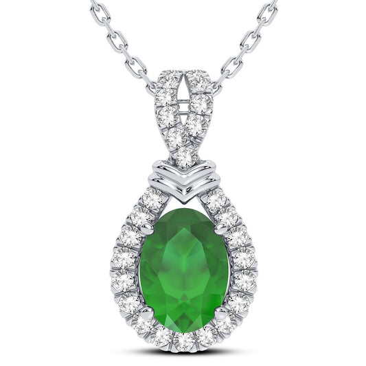 0.14 ct Emerald & Diamond Pendant in 14K Gold