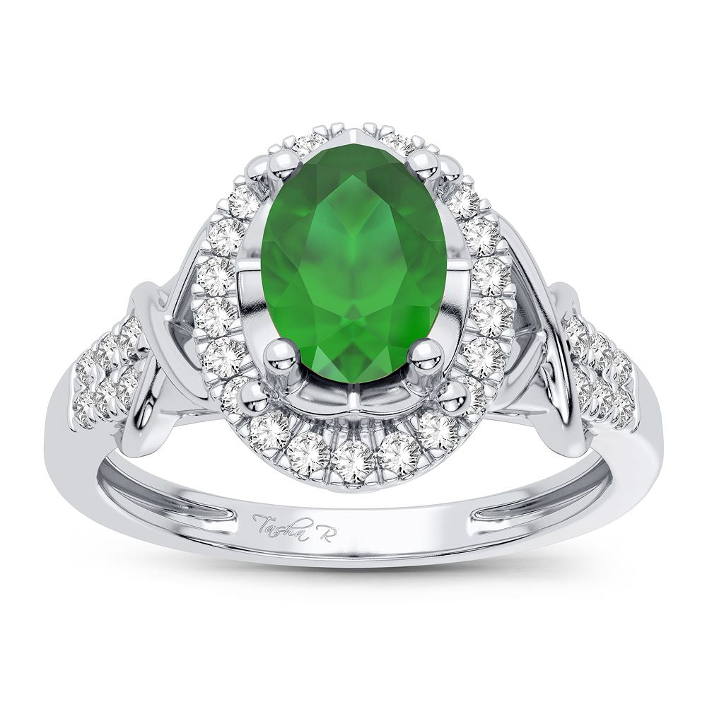 0.16 ct Emerald & Diamond Ring in 14K Gold