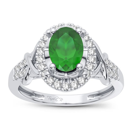 0.16 ct Emerald & Diamond Ring in 14K Gold