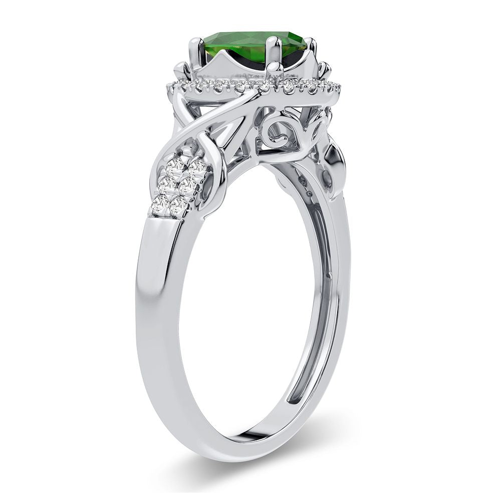 0.16 ct Emerald & Diamond Ring in 14K Gold